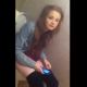 A Welsh girl says she is taking a poo and complains that she is constipated. She comments about her own smell. No audible pooping or poop shown. Over 2 minutes.